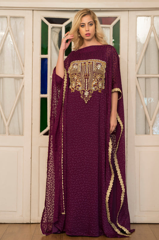 Violet Arabic Style Kaftan