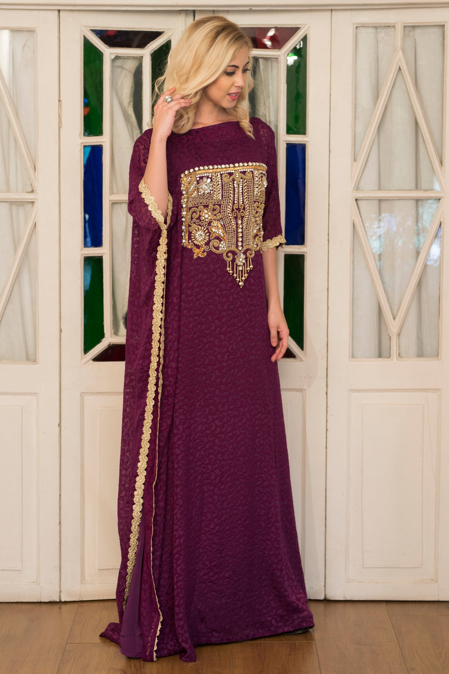 Violet Arabic Style Kaftan