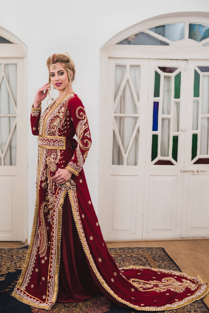 Maroon Wedding Designer Kaftan