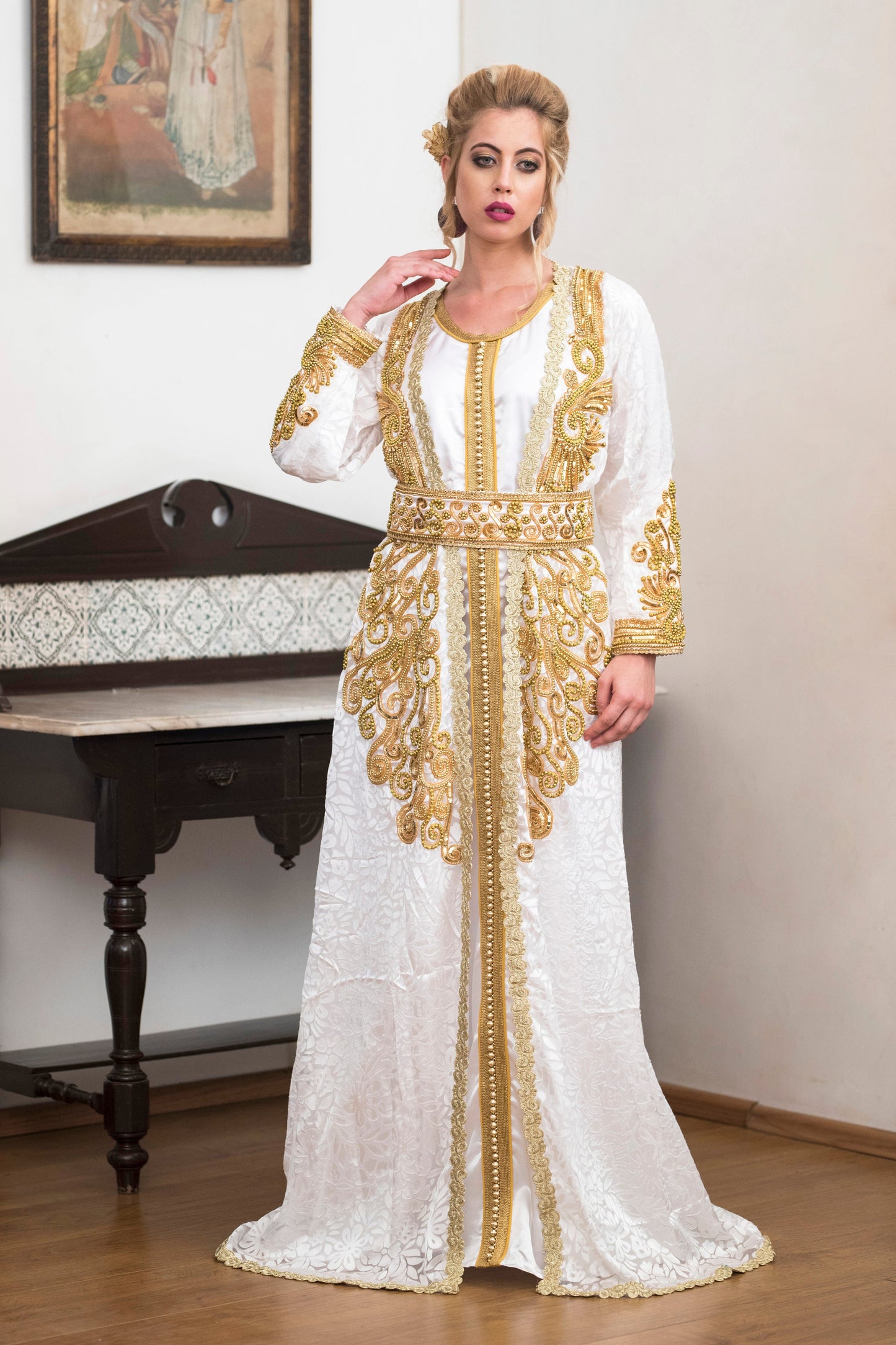 White Party Wear Moroccan Kaftan