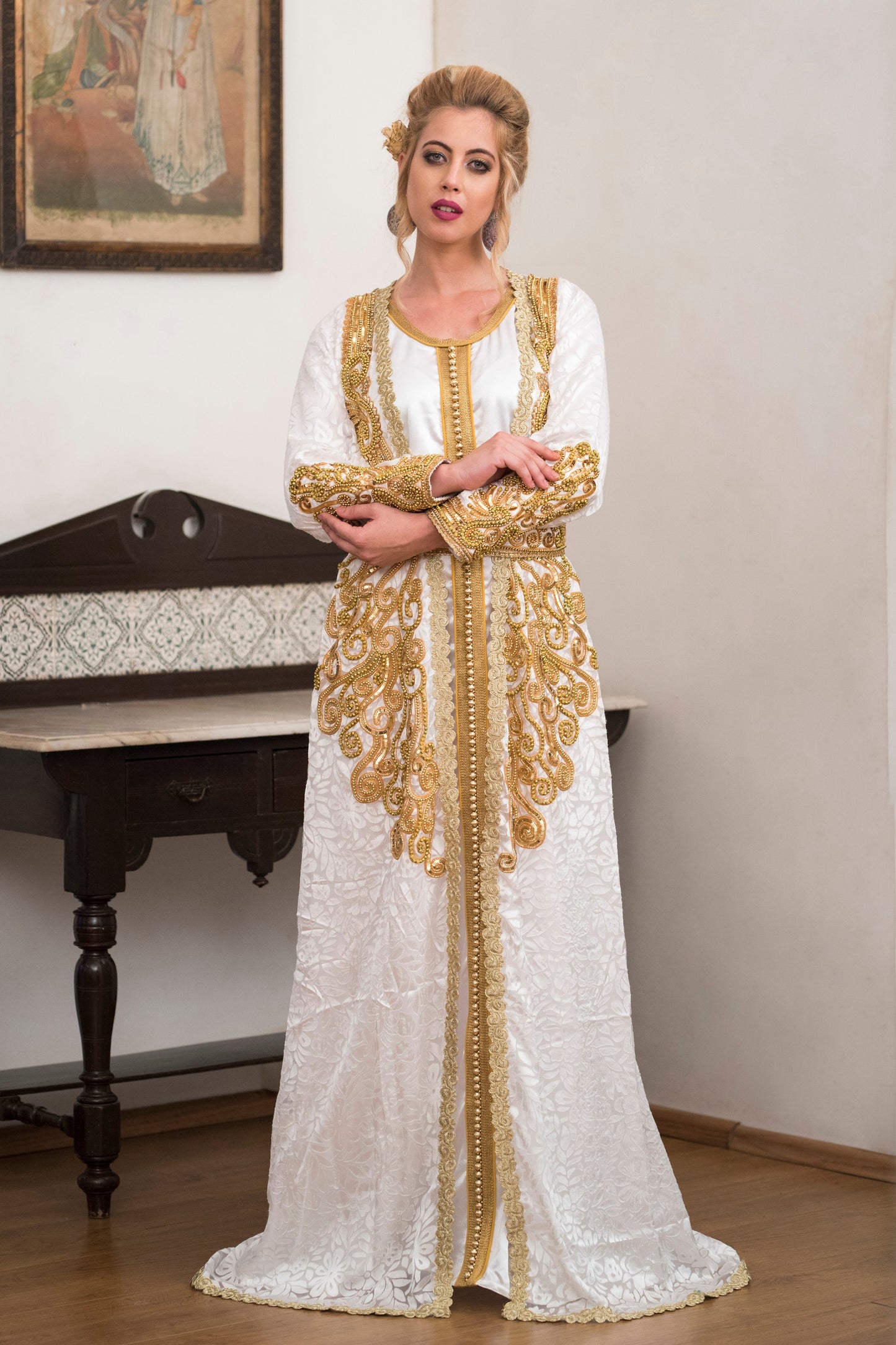 White Party Wear Moroccan Kaftan