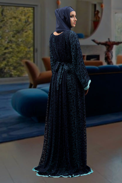 Aqua Blue Color Abaya Dress