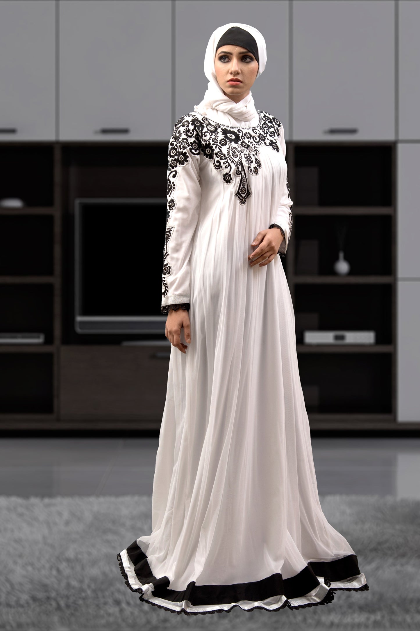 White Color Abaya Dress