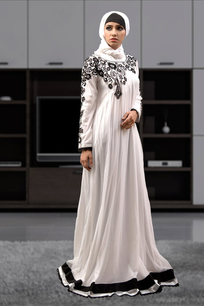 White Color Abaya Dress