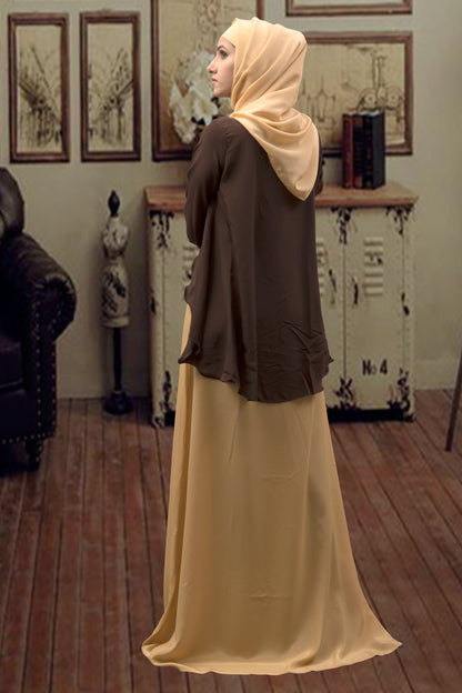 Brown and Beige Color Formal Muslim Abaya