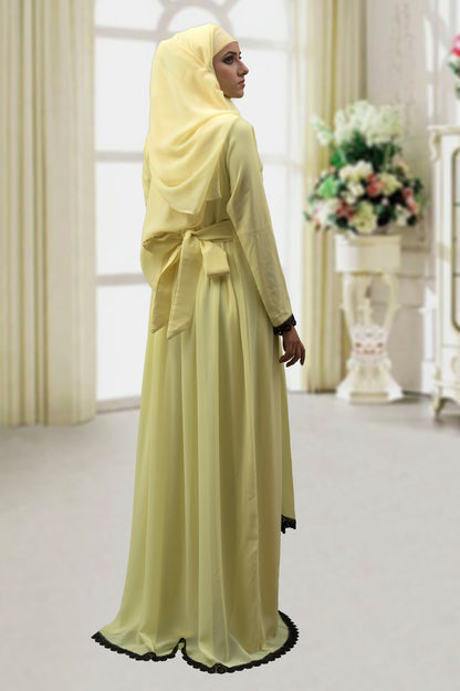 Lemon Yellow Color Designer Abaya