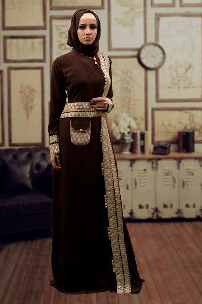 Brown and Beige Color Takchita Kaftan