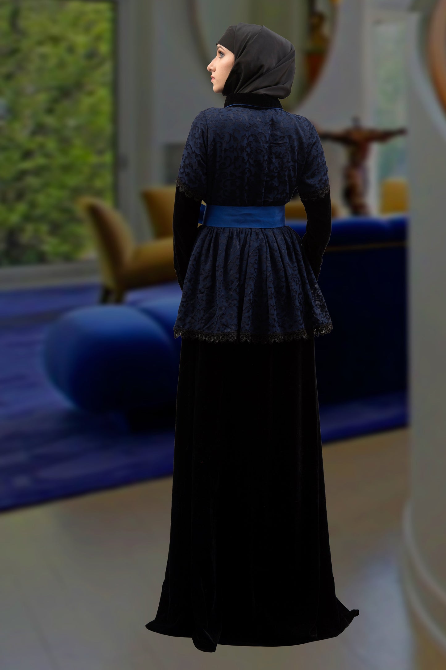 Dark Blue Color Pocket Style Abaya