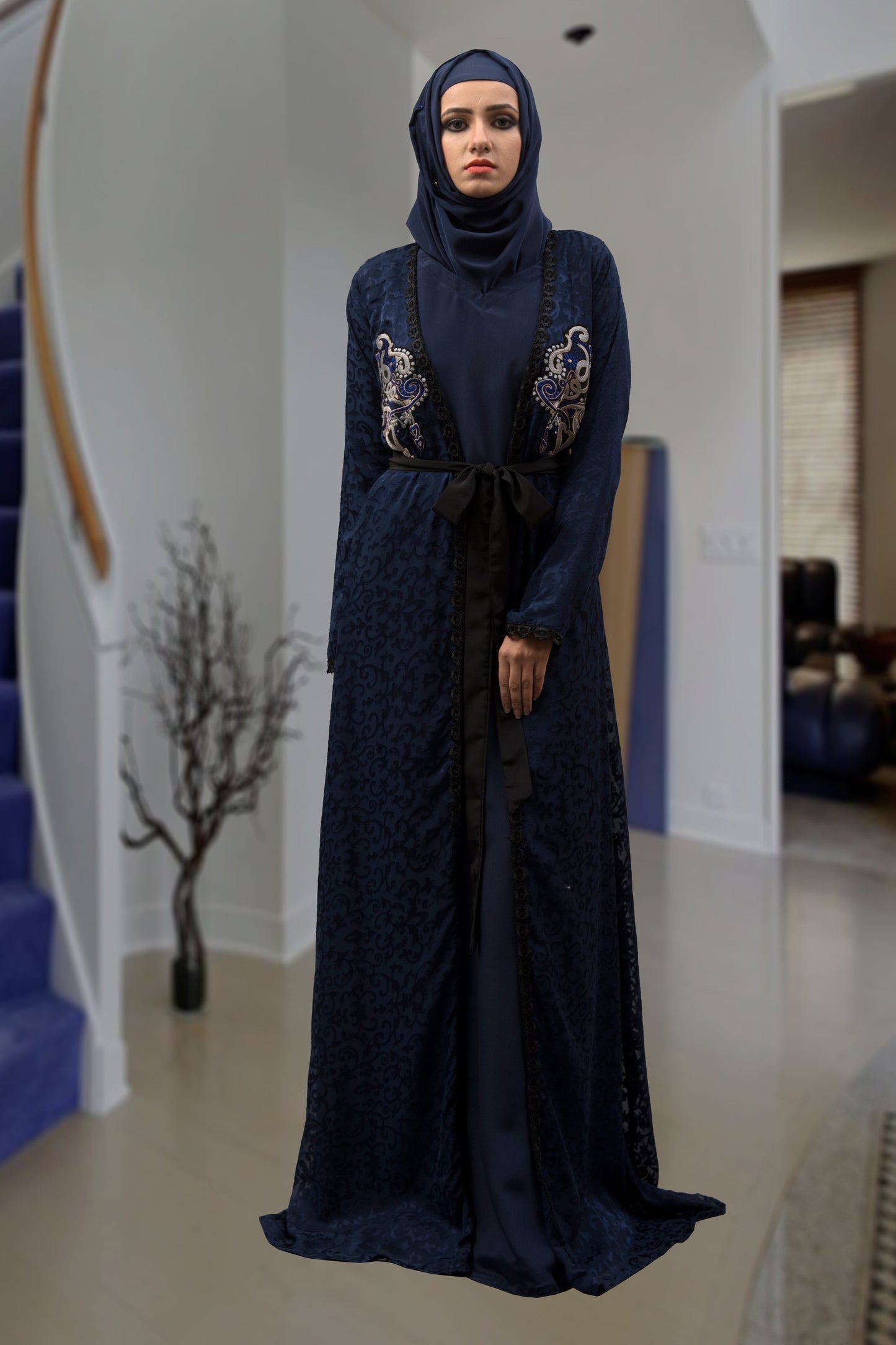 Dark Blue Color Arabic Abaya