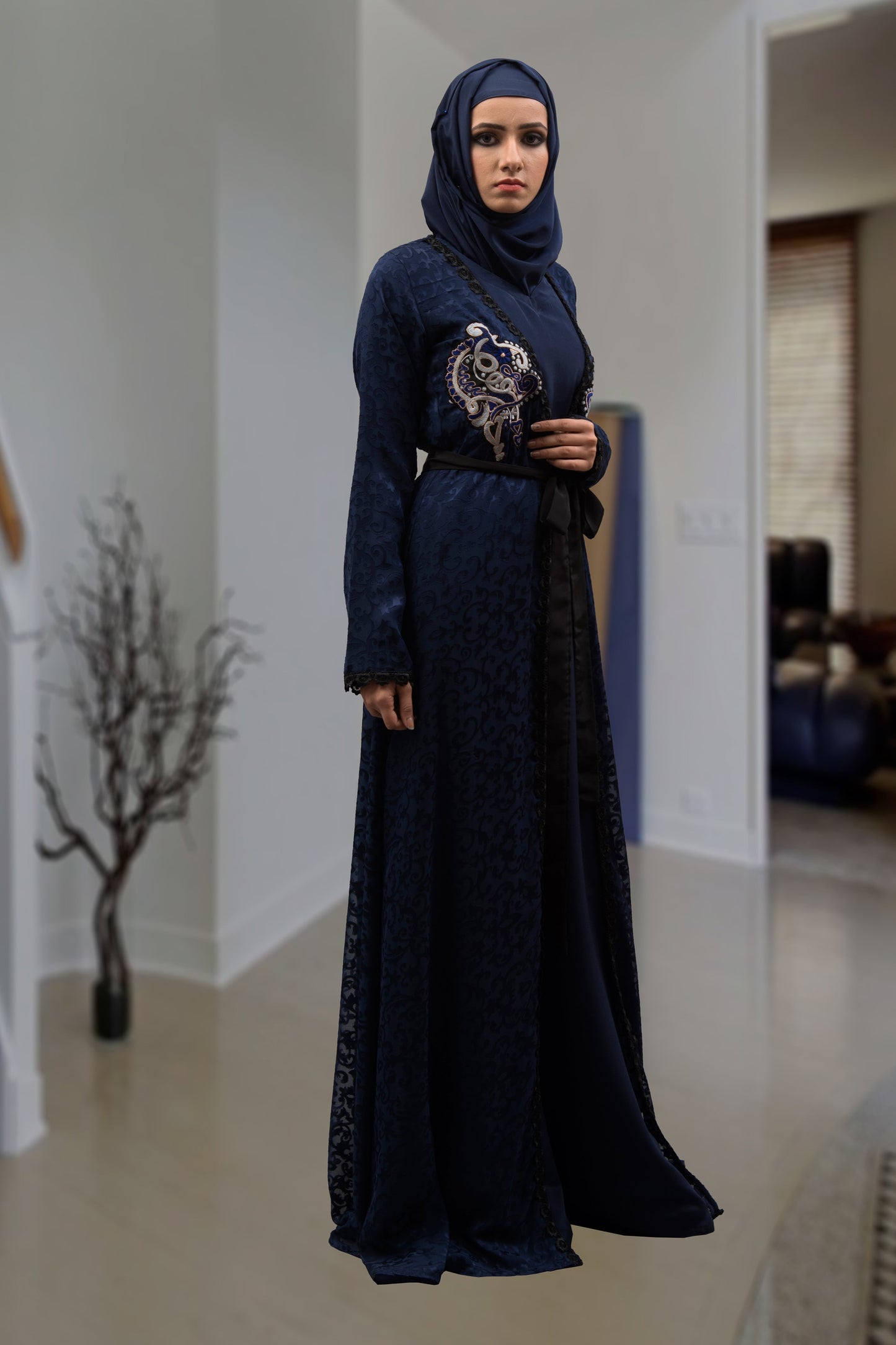 Dark Blue Color Arabic Abaya