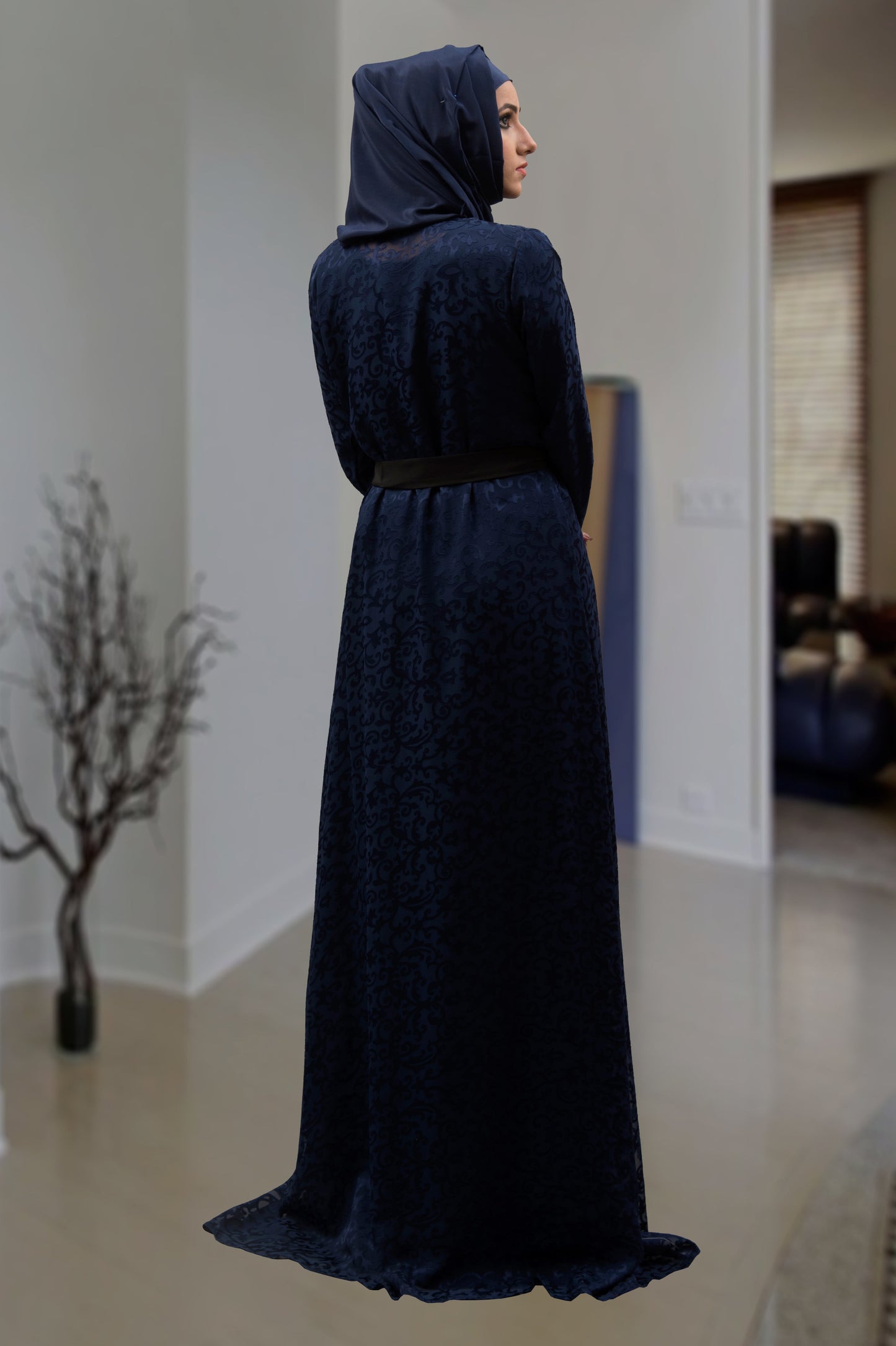 Dark Blue Color Arabic Abaya