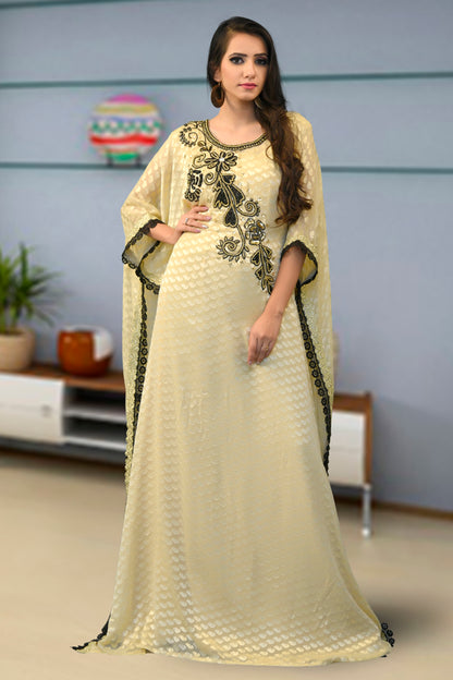 Beige Color Partywear Designer Kaftan