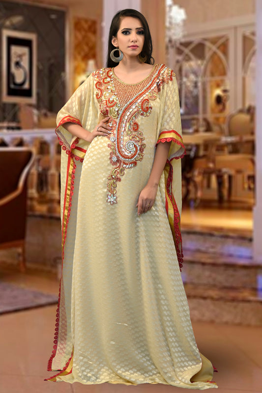 Biskit Color Embroidery Kaftan