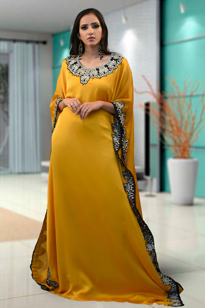 Golden Yellow Color Plus Size Kaftan