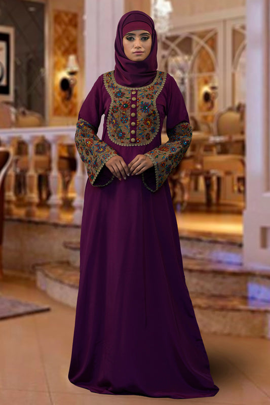 Violet Color Abaya Dress