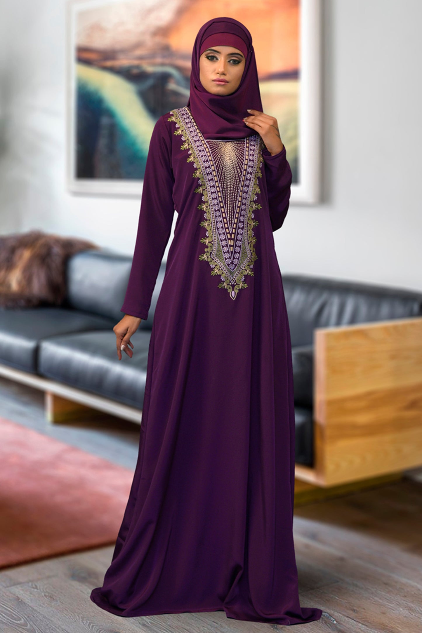 Violet Color Designer Abaya