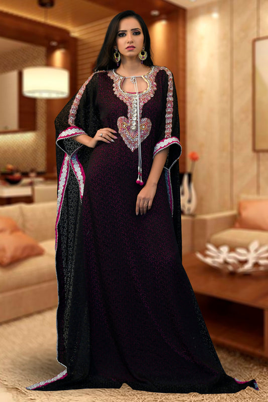 Black Color Muslim Takchita Kaftan