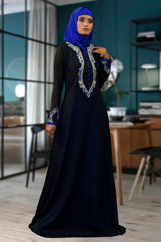 Black Color Embroidered Abaya Kaftan