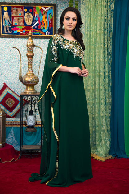 Dark Green Color Georgette Kaftan