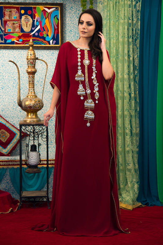 Maroon Color Georgette Kaftan