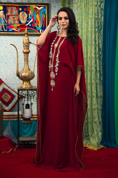 Maroon Color Georgette Kaftan