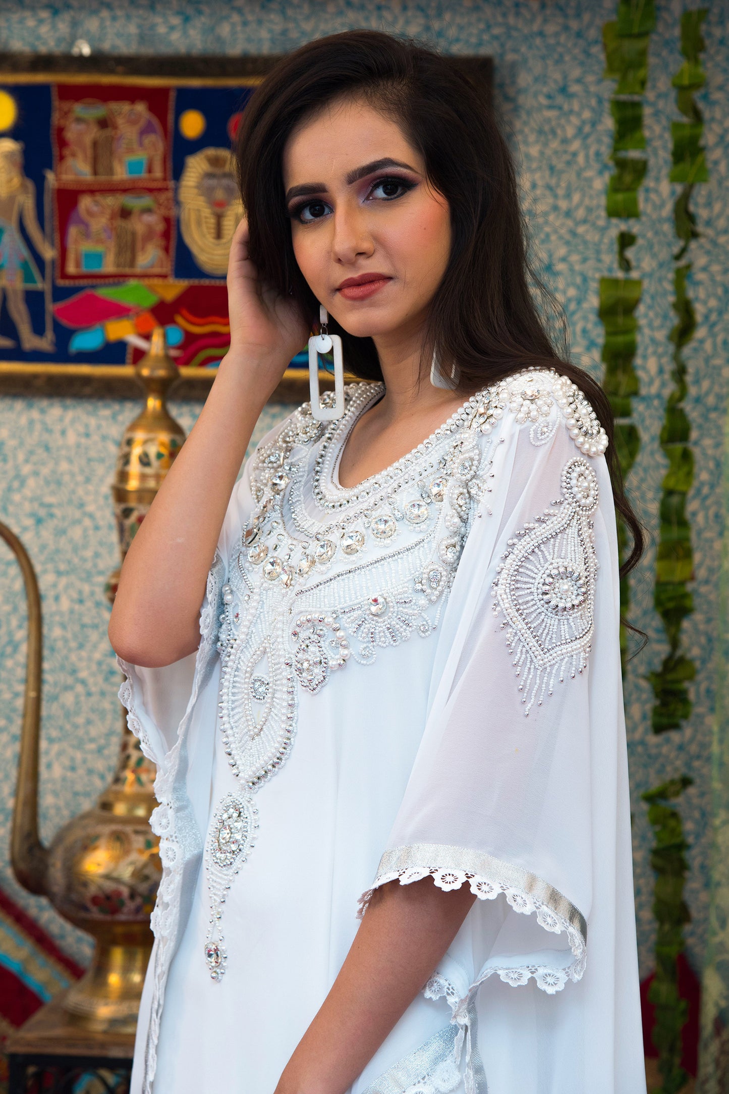 White Color Trendy Abaya Dress