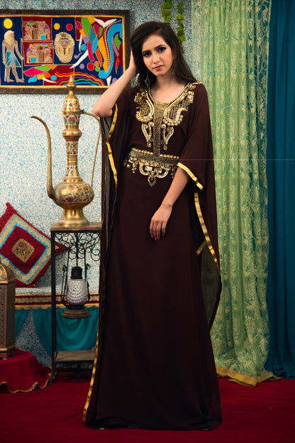 Brwon Color Georgette Kaftan