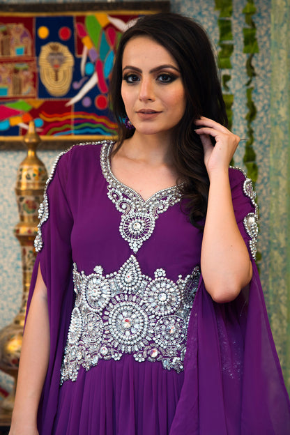 Purple Color Embroidered Kaftan