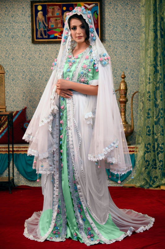 White Color Arabic Moroccan Wedding Caftan