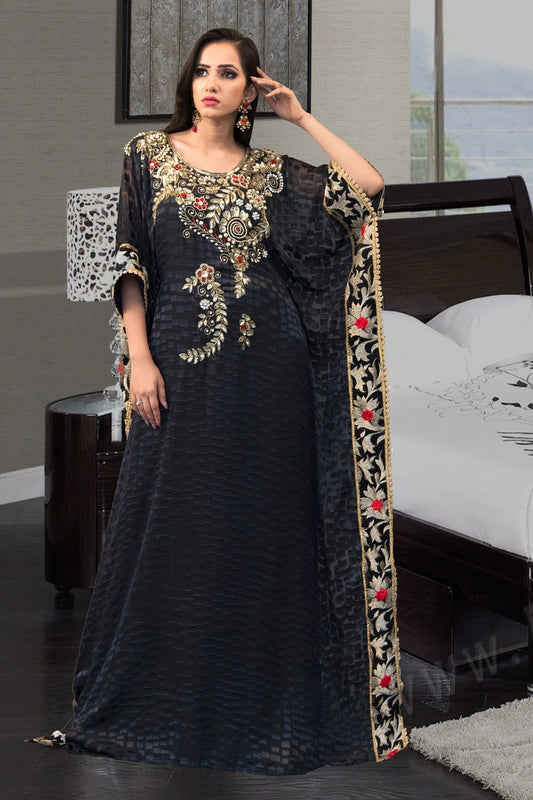 Dark Gray and Black Color African Kaftan