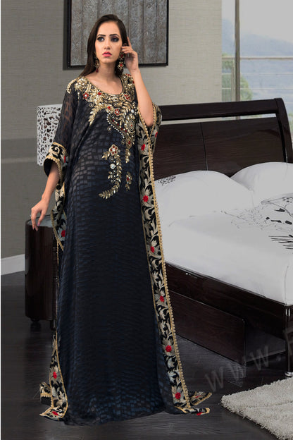 Dark Gray and Black Color African Kaftan