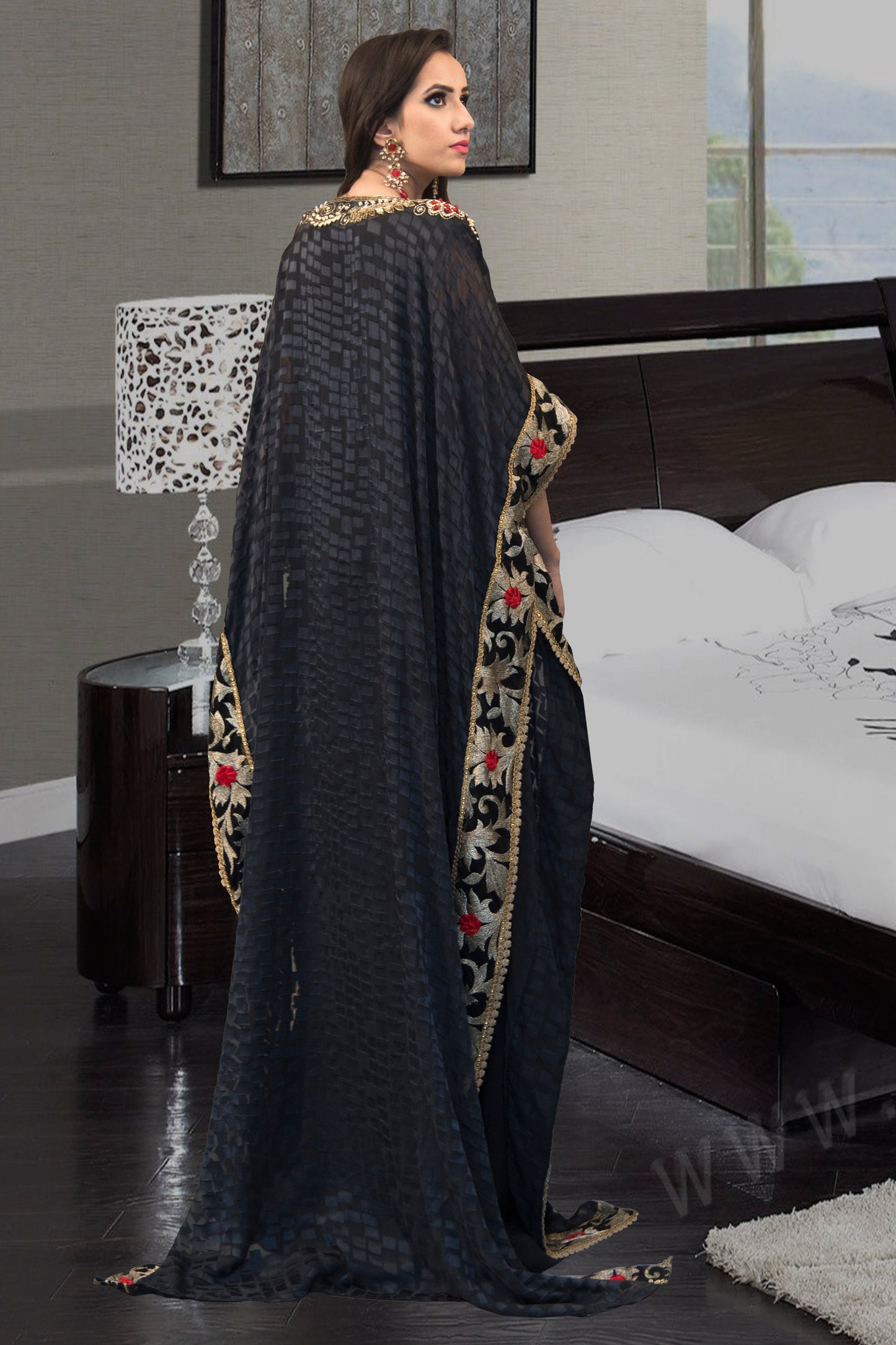 Dark Gray and Black Color African Kaftan