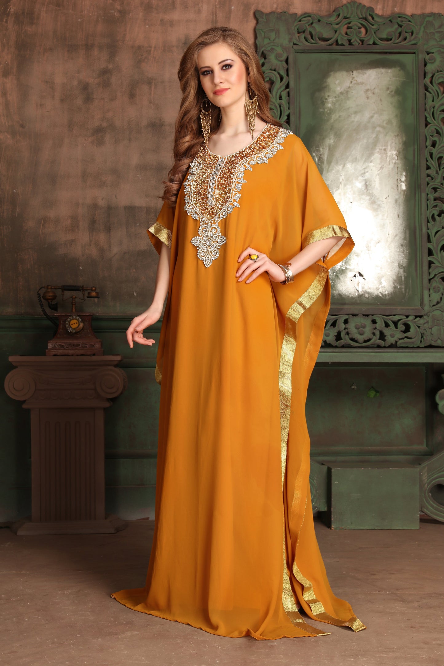 Orange Color Georgette Kaftan