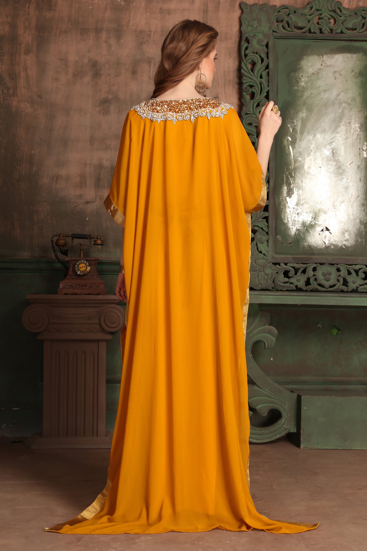 Orange Color Georgette Kaftan