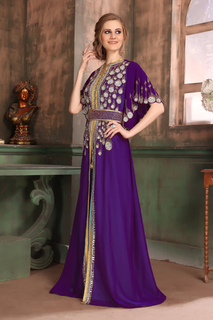 Purple and Blue Color Israeli Kaftan