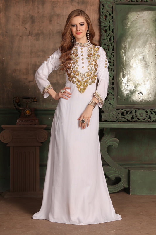 White Color Designer Kaftan