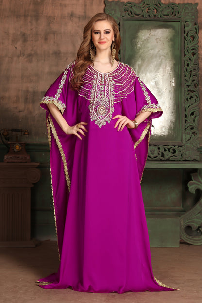 Magenta Color Israeli Kaftan