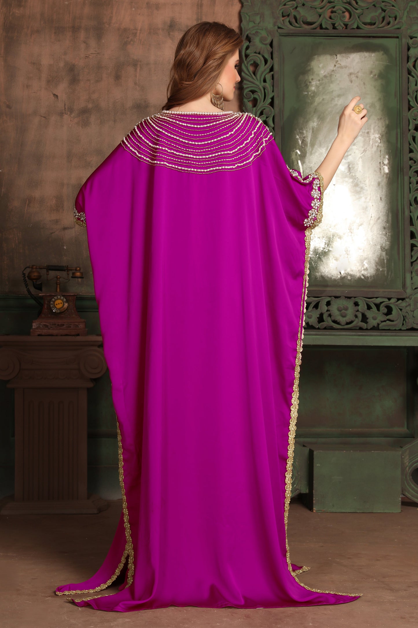 Magenta Color Israeli Kaftan