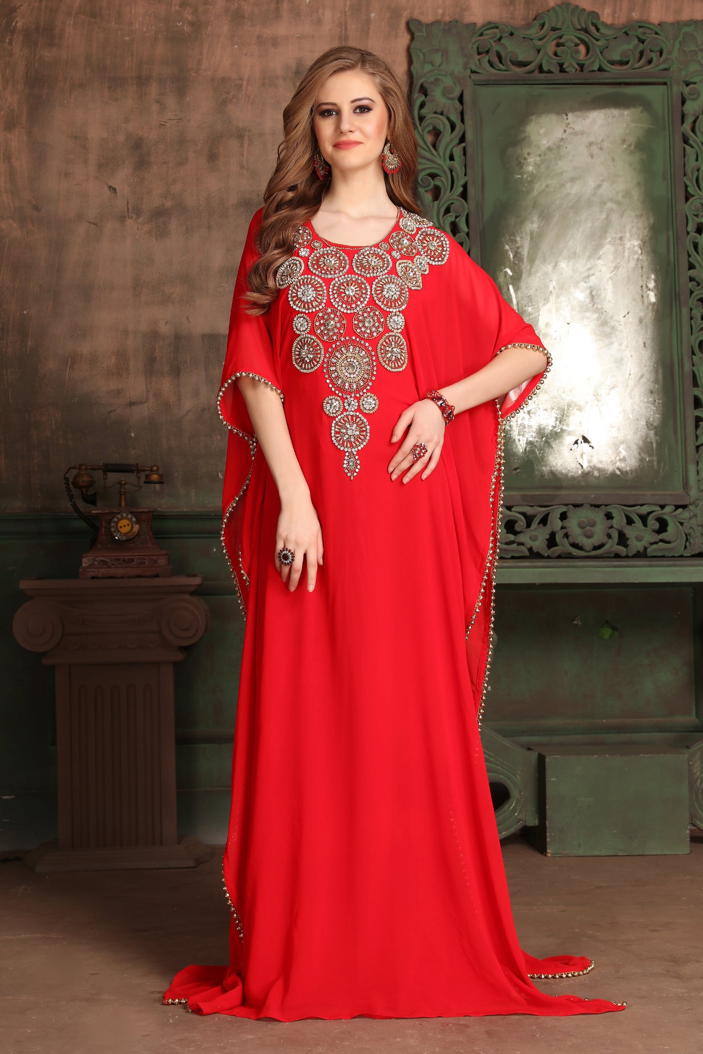 Red Color Georgette Kaftan