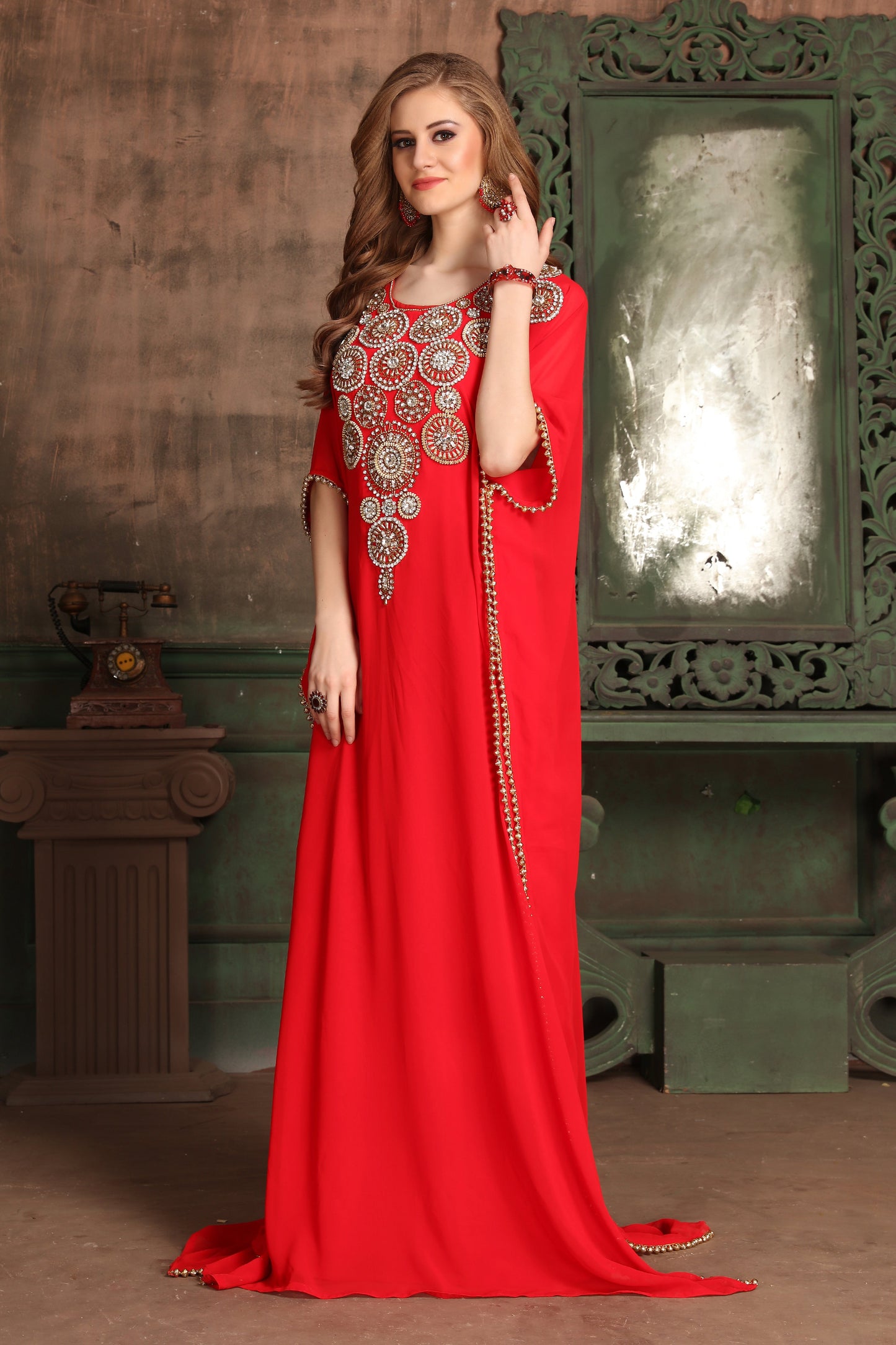 Red Color Georgette Kaftan