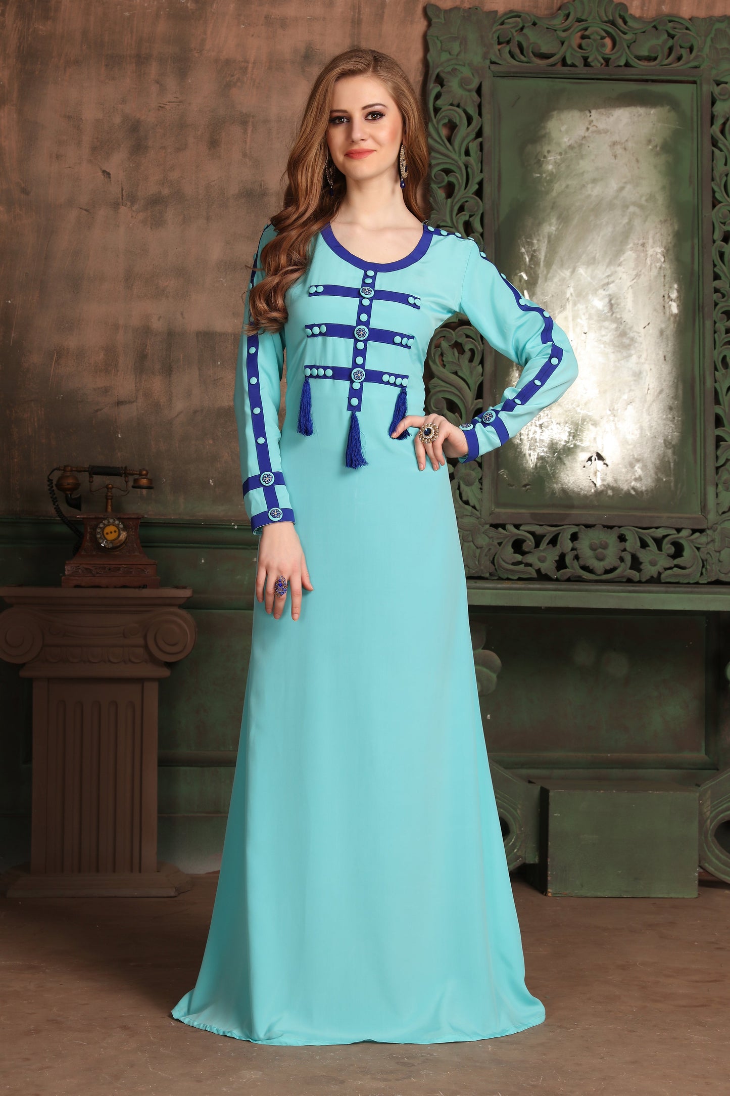 Blue color Crepe Kaftan