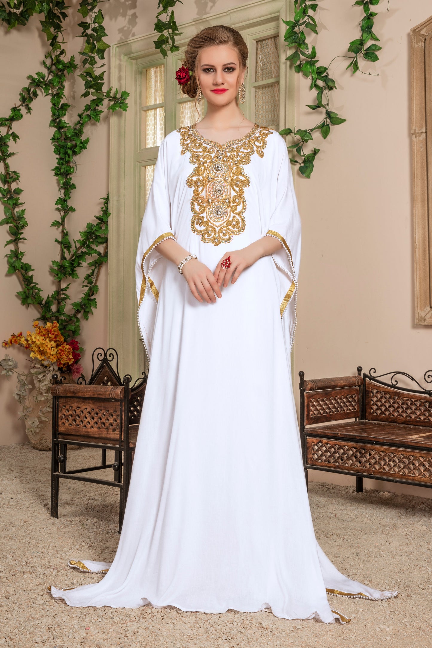 White Color PartyWear Kaftan