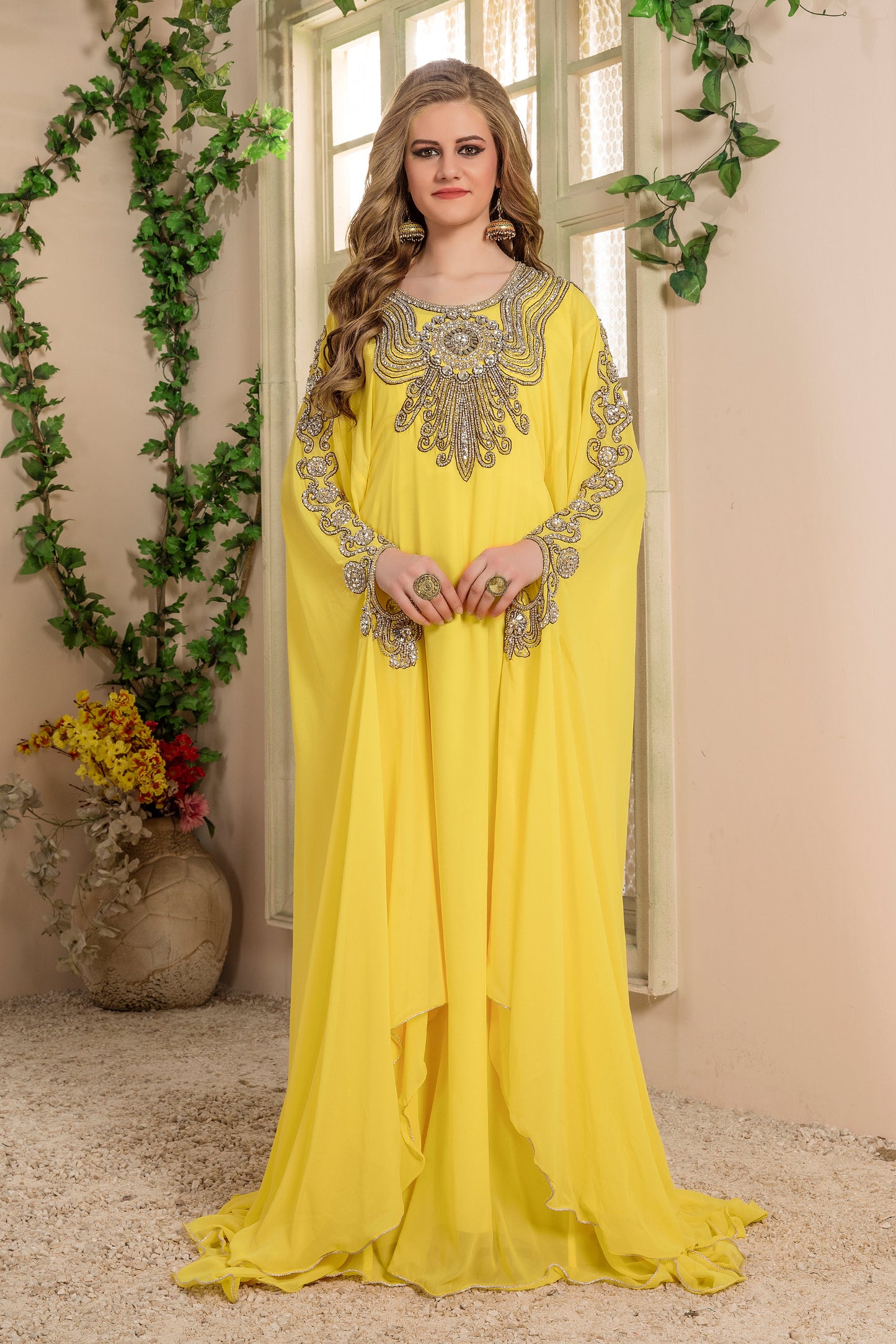 Yellow Color Designer Kaftan