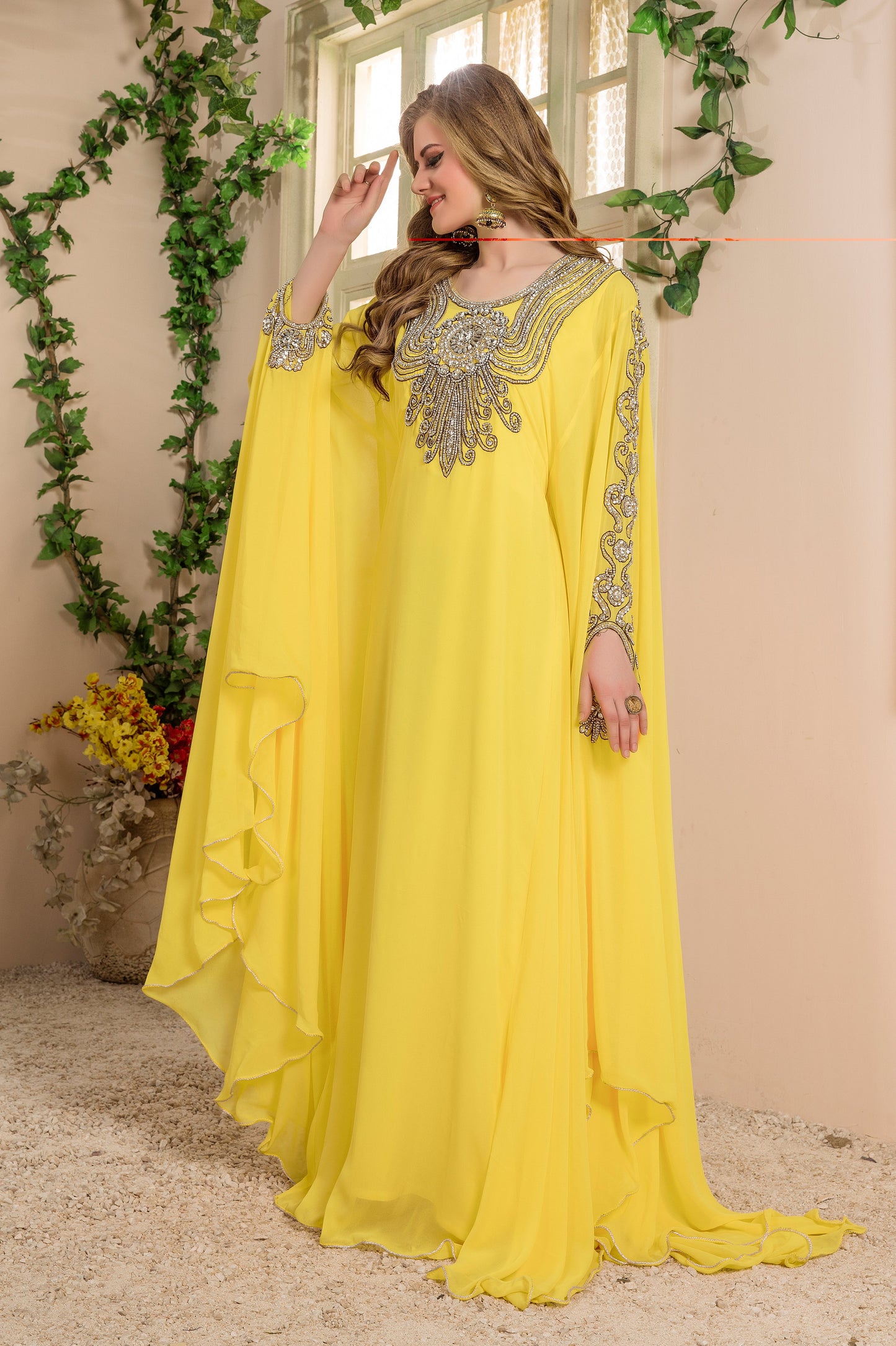 Yellow Color Designer Kaftan