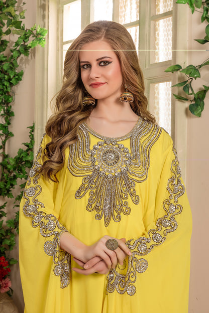 Yellow Color Designer Kaftan