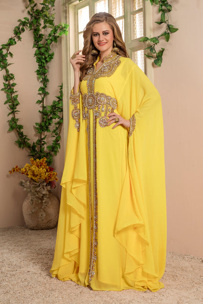 Yellow color Takchita Kaftan