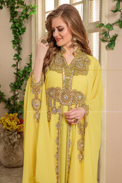 Yellow color Takchita Kaftan