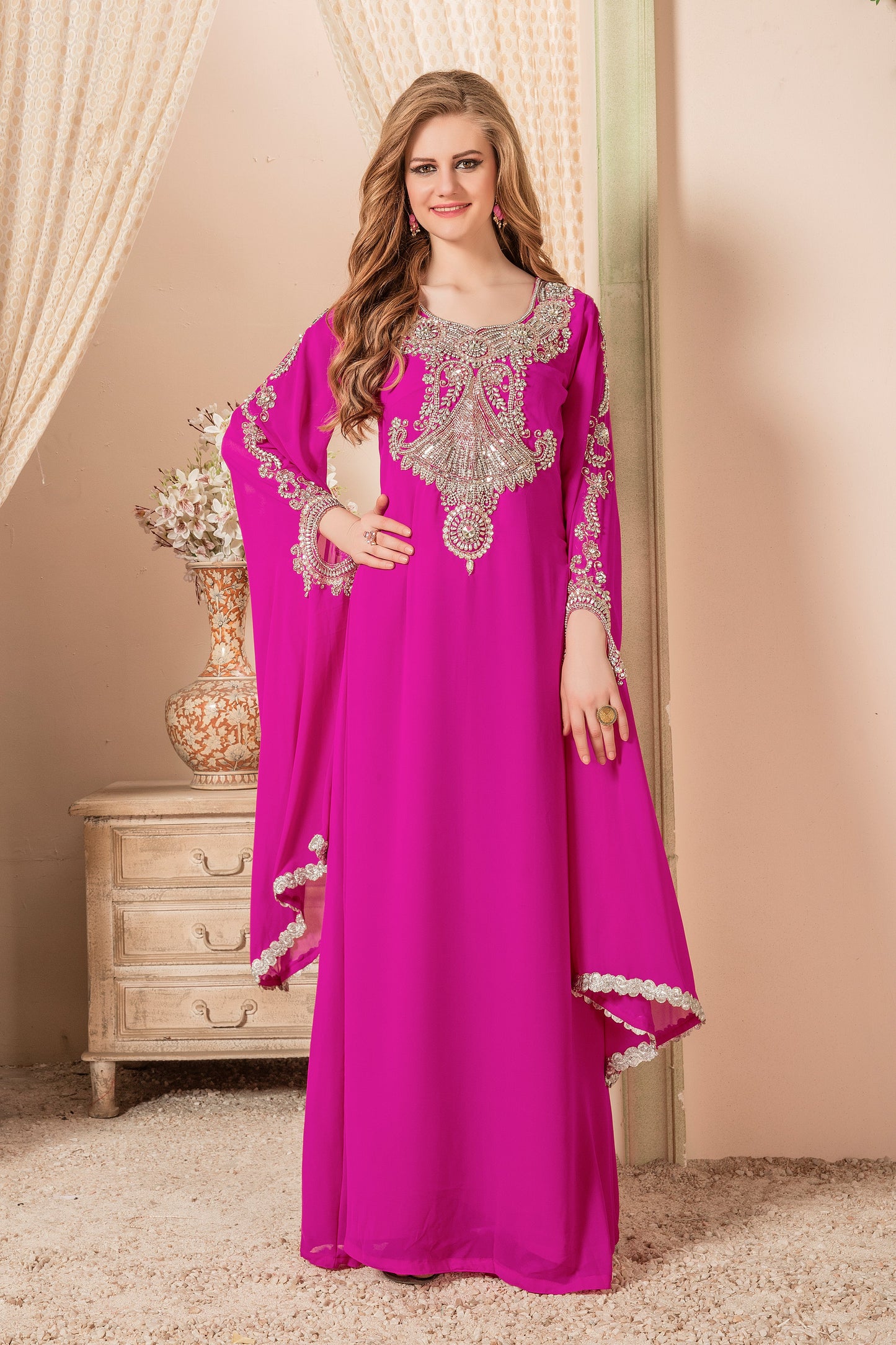 Pink Color Maxi Kaftan