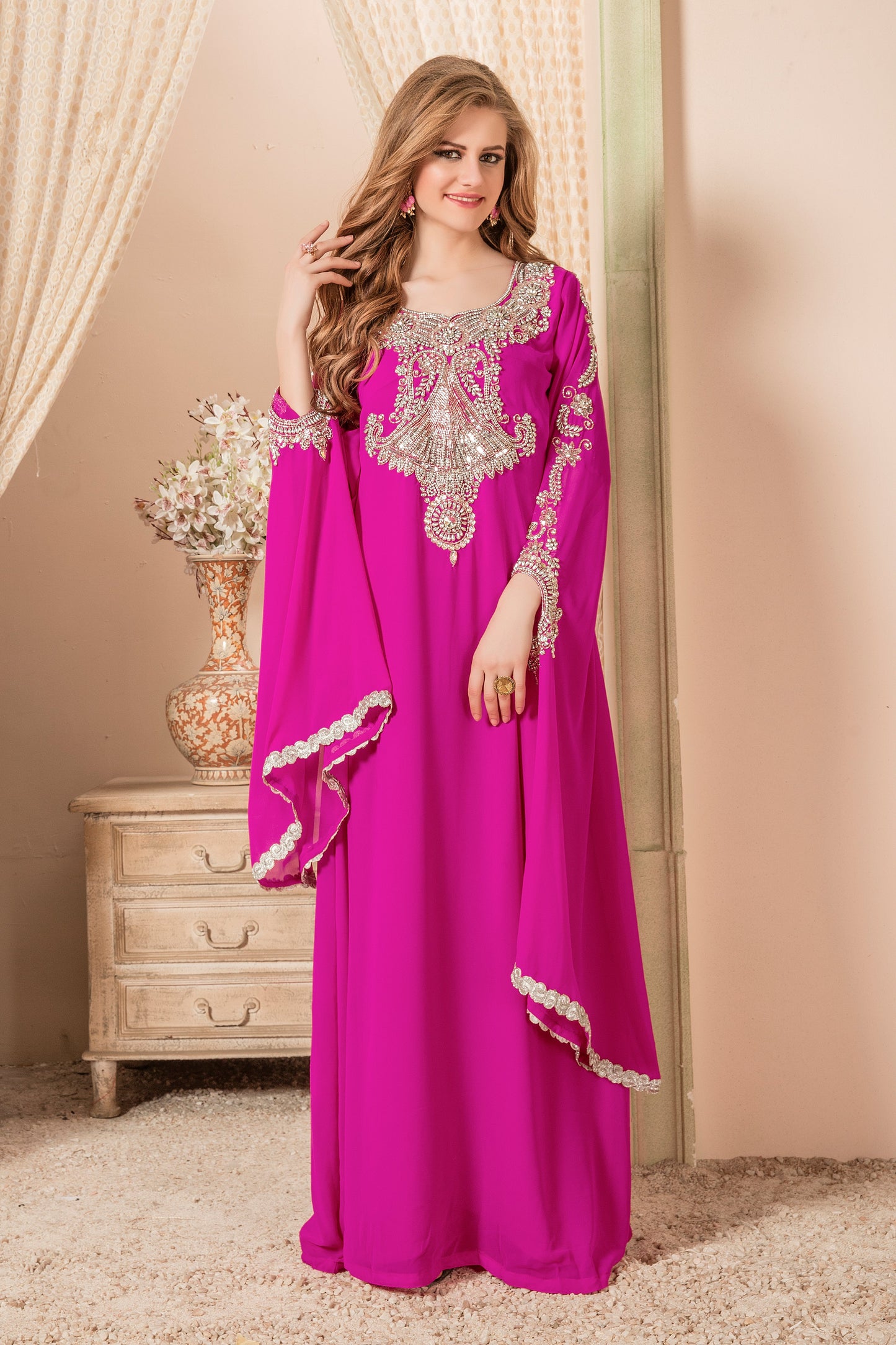 Pink Color Maxi Kaftan