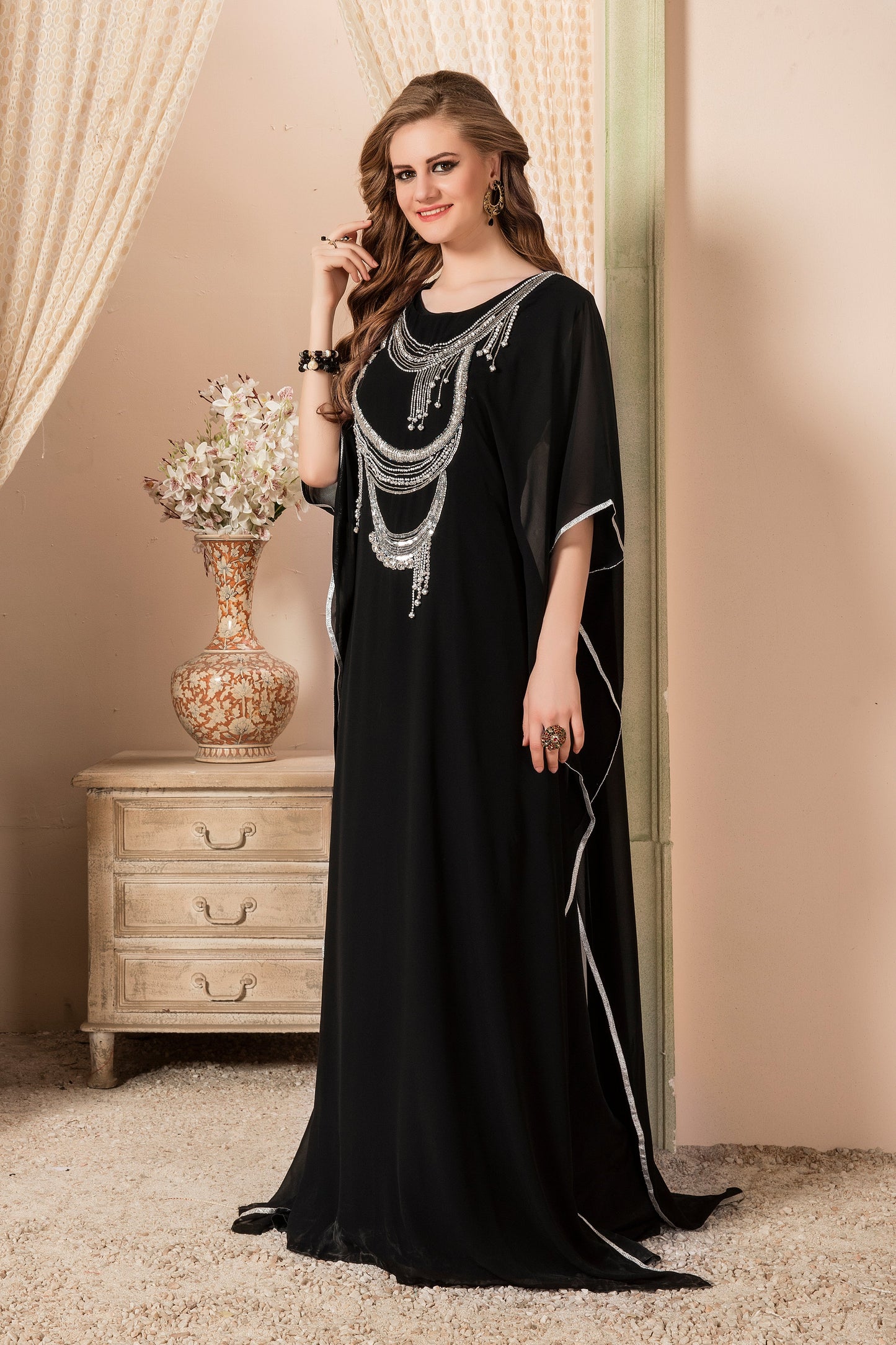 Black Color Designer Kaftan